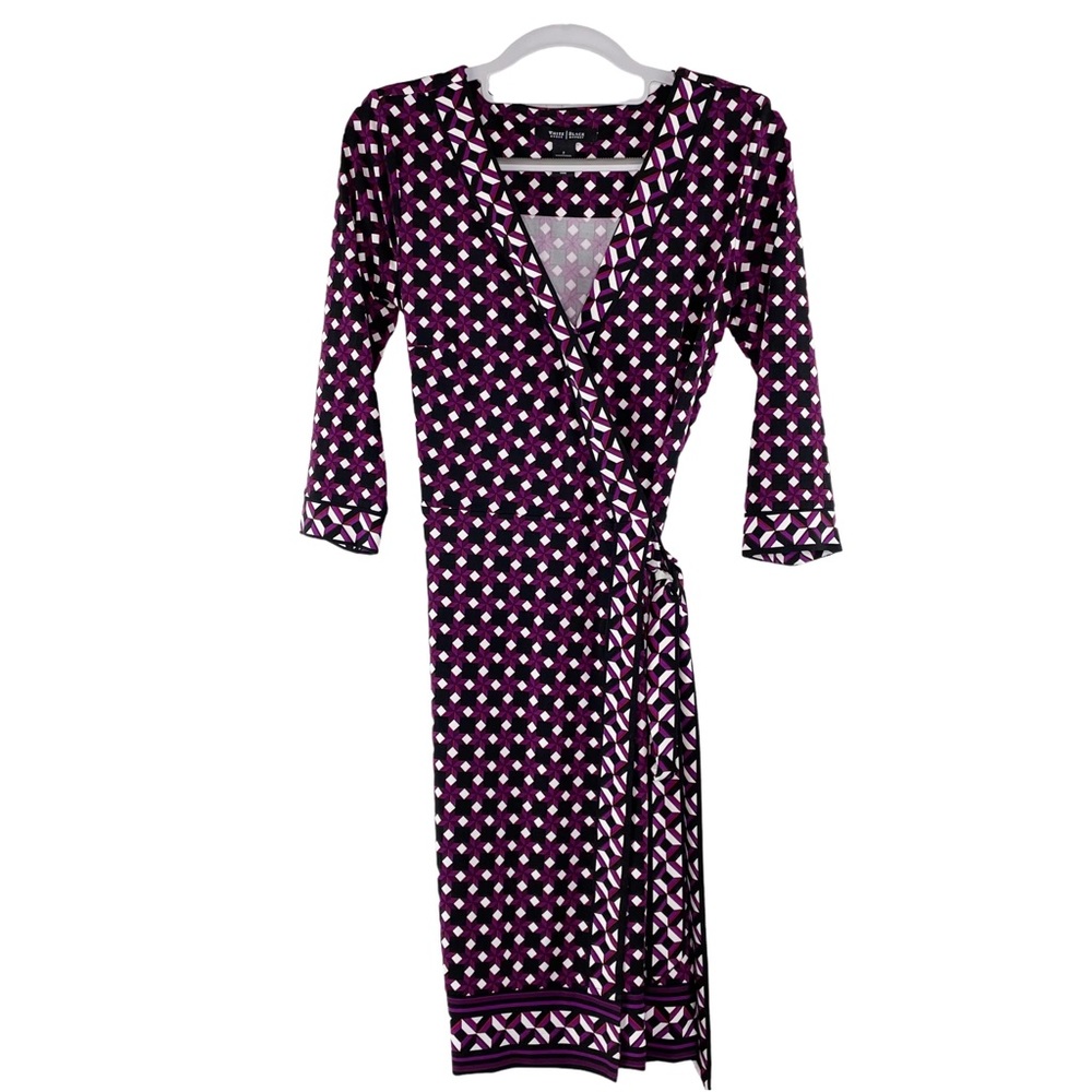 White House Black Market Wrap Dress Geometric Print Size 2